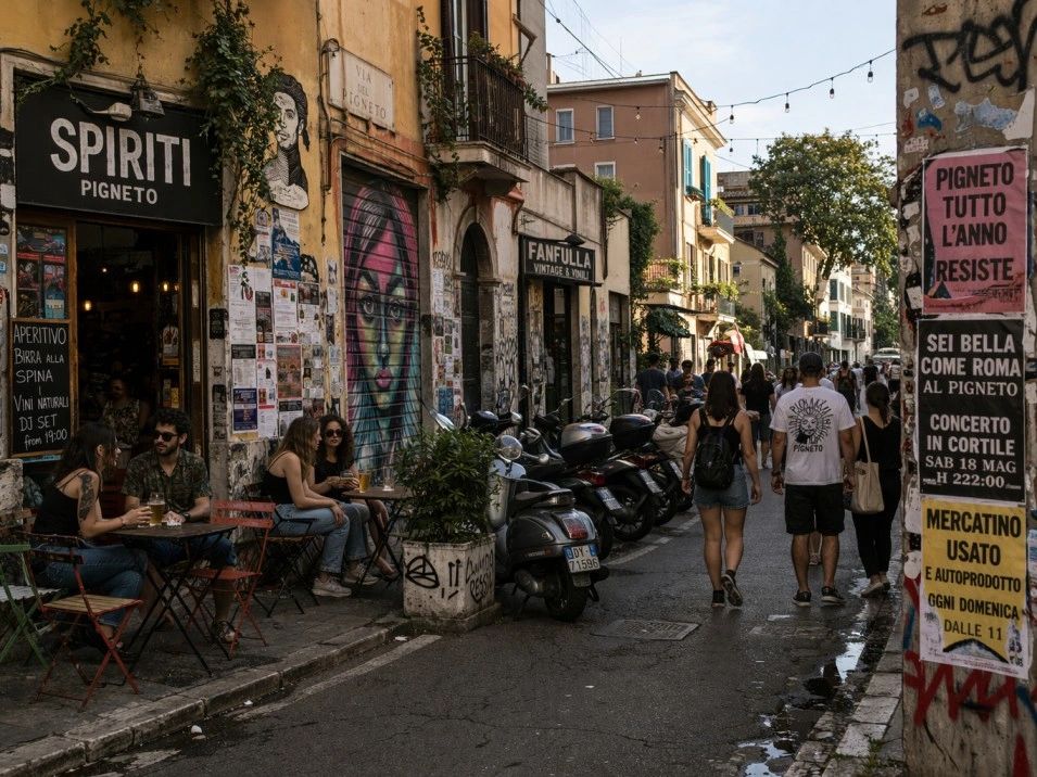 Pigneto in Rome, Italy – alternative mixed-use street with younger street life