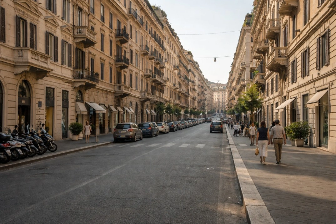 Prati in Rome, Italy – orderly residential street with elegant apartment blocks