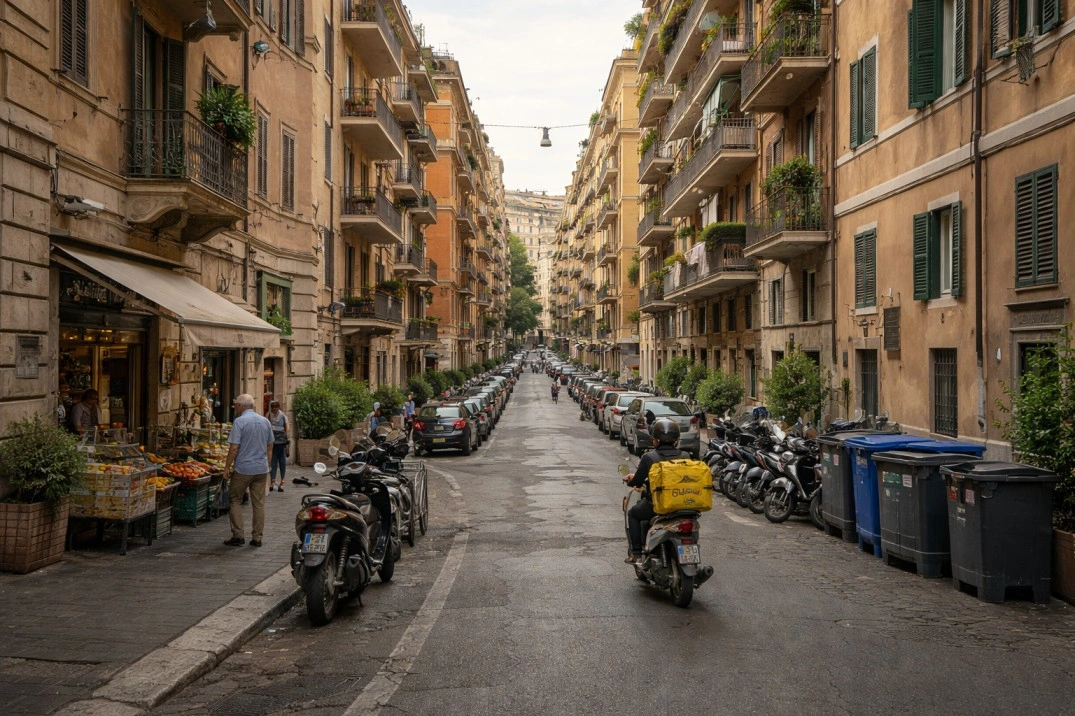 Where to live in Rome, Italy – real residential street with apartments and local services