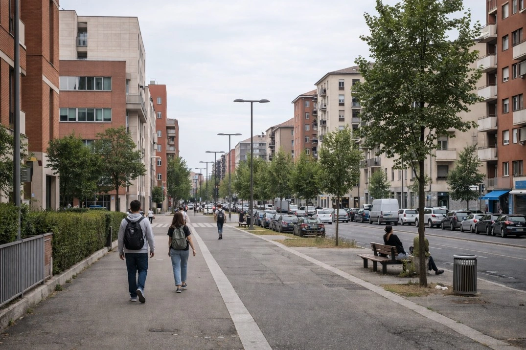 Bicocca in Milan, Italy – planned northern district with organized buildings and daily movement