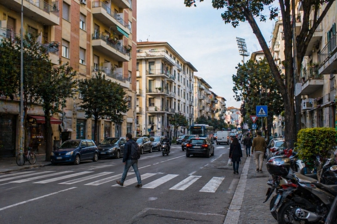 Campo di Marte in Florence, Italy – residential street with station-side traffic