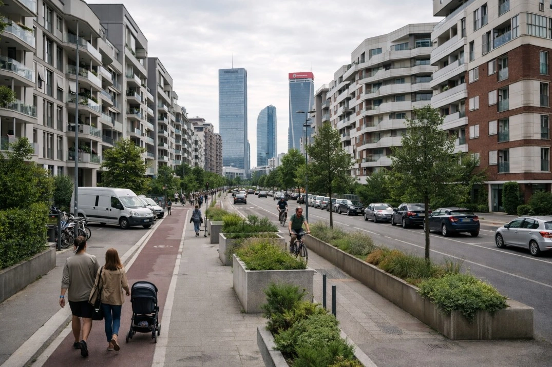 CityLife in Milan, Italy – modern residential district with wider streets and everyday activity