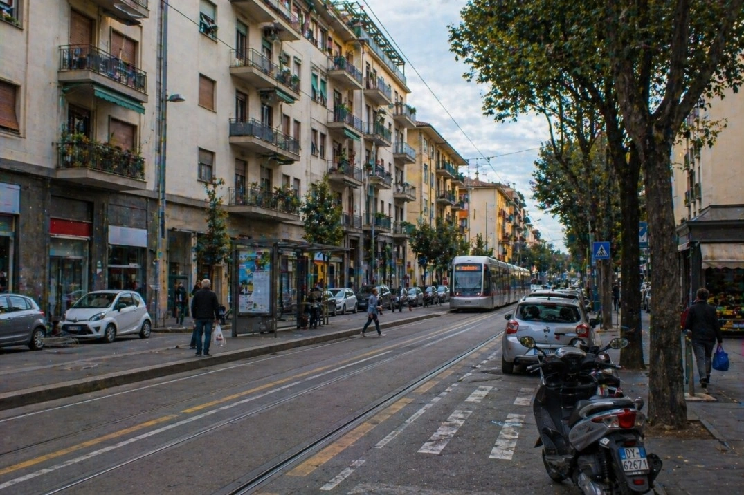 Isolotto in Florence, Italy – tram-served residential street with apartments