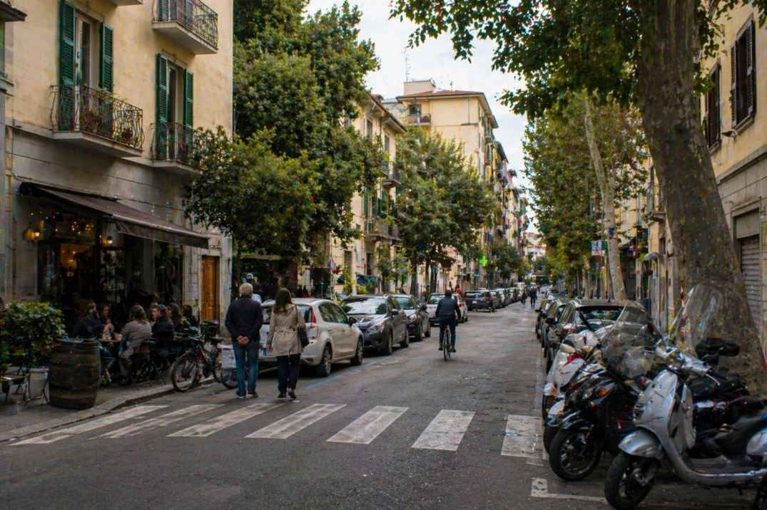 Le Cure in Florence, Italy – quiet residential street with local movement